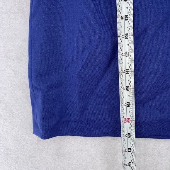J Crew Wool Sheath Dress Long Sleeve Front‎ Pockets Knee Length Blue Womens 4 - Picture 7 of 8